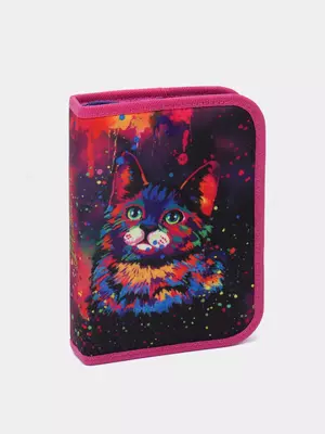 Пенал для канцтоваров Berlingo "Neon cat" 1 отделение, 2 откидные секции (Арт.- PK12011)