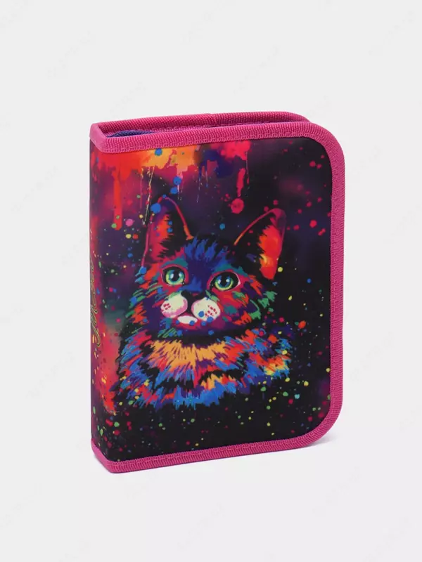 Пенал для канцтоваров Berlingo "Neon cat" 1 отделение, 2 откидные секции (Арт.- PK12011)