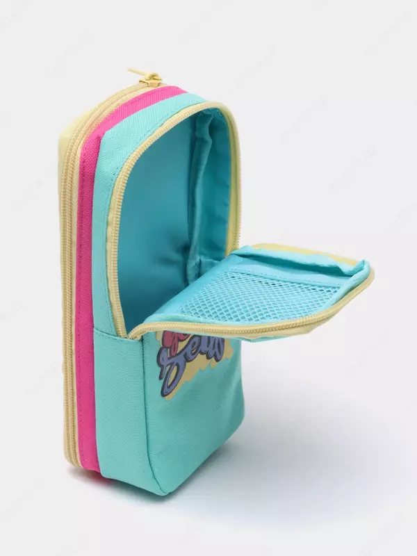 Пенал - футляр для канцтоваров Berlingo "Be yourself" 2 отделения (Арт.- PM09041) Ментол/розовый