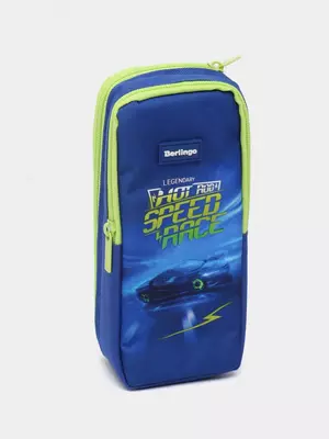 Пенал - футляр для канцтоваров Berlingo "Hot rod" 2 отделения (Арт.- PM09055) Синий/зеленый