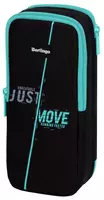 Пенал - футляр для канцтоваров Berlingo "Just move" 2 отделения (Арт.- PM09054) Черный/бирюзовый