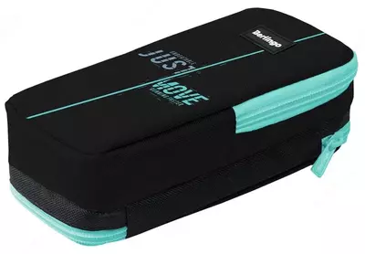 Пенал - футляр для канцтоваров Berlingo "Just move" 2 отделения (Арт.- PM09054) Черный/бирюзовый