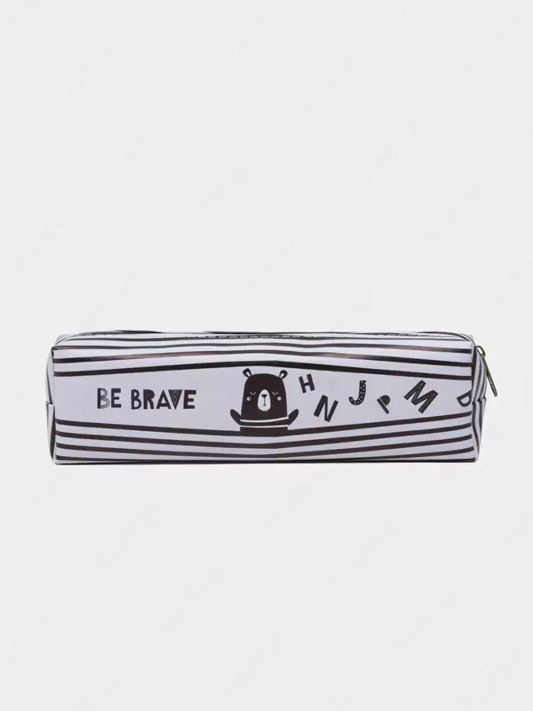 Пенал - футляр для канцтоваров Meshu "Be Brave" 1 отделение (Арт.- MS_42795) Черный/Белый