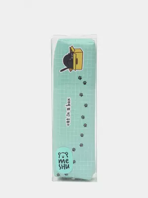 Пенал - футляр для канцтоваров Meshu "Cat in a box" 1 отделение (Арт.- MS_42791) Ментол