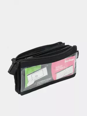 Пенал - косметичка Berlingo "Combo black" 3 отделения (Арт.- PM09133) Черный
