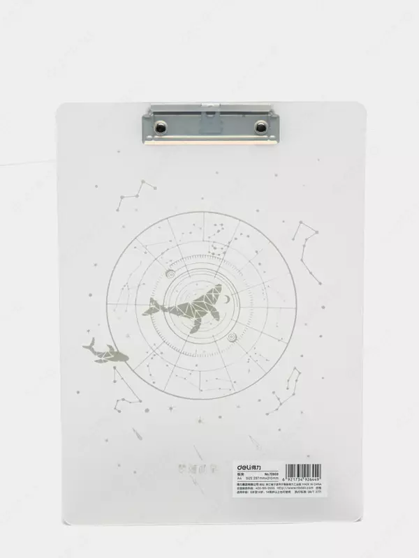 Папка - планшет "Deli" верхний зажим (Арт.- 72603) Прозрачная