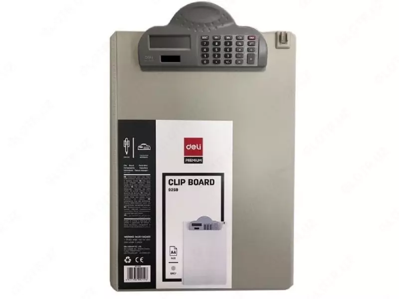 Папка - планшет "Deli" верхний зажим-калькулятор (Арт.- 9259) Бежевая