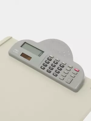 Папка - планшет "Deli" верхний зажим-калькулятор (Арт.- 9259) Бежевая