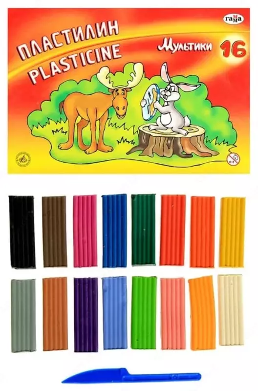 Художественный пластилин Гамма "Мультики" 16 шт. (Арт. - 280027)