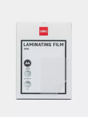 Laminatsiya uchun plyonka "Deli" A4, 100 varaq (Art. - 3816) Oq