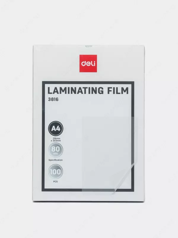 Laminatsiya uchun plyonka "Deli" A4, 100 varaq (Art. - 3816) Oq