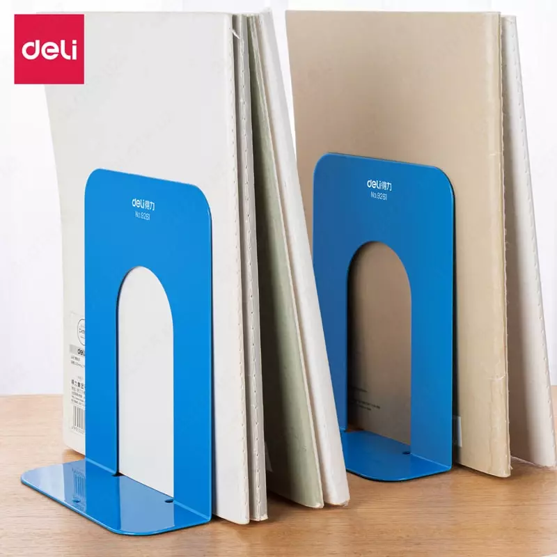 Подставка для книг "Deli" металлическая, 2 шт (Арт. - 9261) Голубая