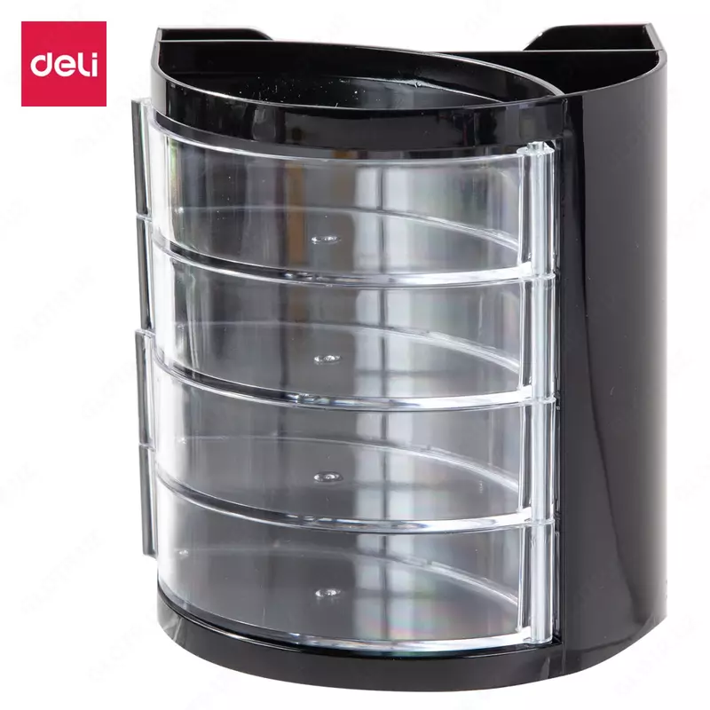 Yozuv asboblari uchun stend "Deli" plastmassa (Art. - 9133) Qora