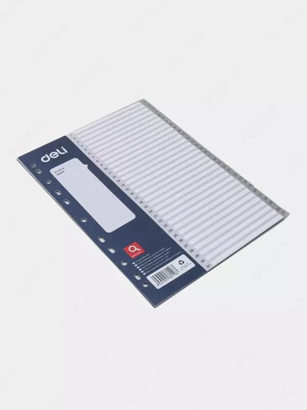 Plastik ajratgich "Deli" 31 varaq (Kod - 38158) Kulrang