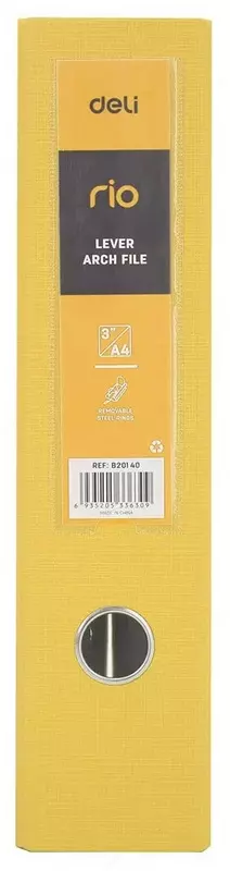 Papka - ro'yxatga oluvchi Deli "RIO" arch mexanizmi, A4, 75 mm (Art.- 20150-EB) Sariq