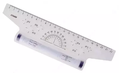 Рейсшина 22 см "Стамм" пластиковый ролик (Арт. - ЛР10) Ассорти