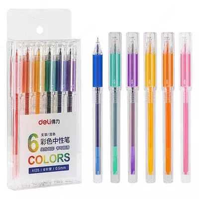 Набор гелевых ручек "Deli" 6 шт. (Арт.- 125-A) Ассорти