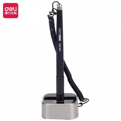 Ручка гелевая одноразовая на подставке "Deli" 0.5 мм, черная (Арт.- 6796)