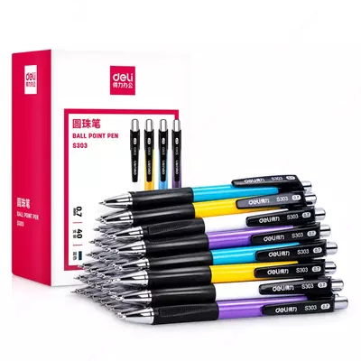 Шариковая автоматическая ручка "Deli" 0.7 мм, синяя (Арт.- 303S) Ассорти