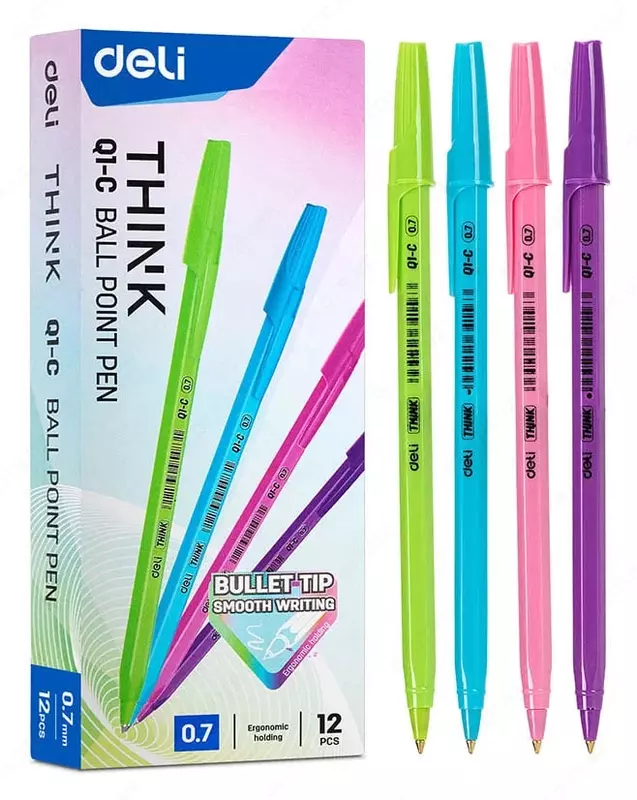 Шариковая ручка "Deli Think" 0.7 мм, синяя (Арт.- Q1-C) Ассорти