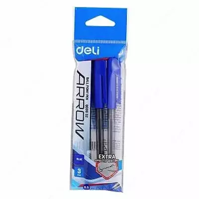 Набор Шариковых ручек "Deli Arrow" 0.5 мм, синие (Арт.- 01130-EQ) 3 шт