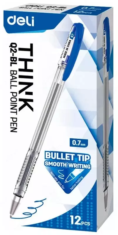 Шариковая ручка "Deli Think" 0.7 мм, синяя (Арт.- 2-EQ-BL)