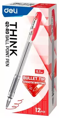 Шариковая ручка "Deli Think" 0.7 мм, красная (Арт.- 2-EQ-RD)
