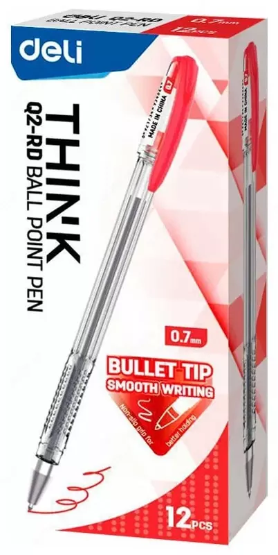 Sharikli qalam "Deli Think" 0,7 mm, qizil (Art.- 2-EQ-RD)