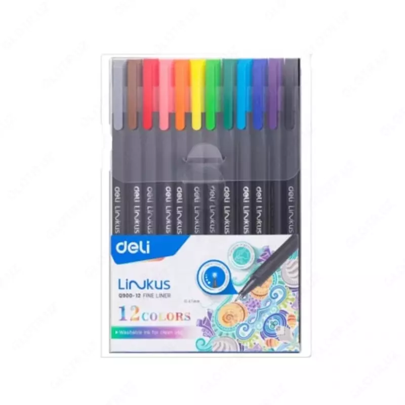 Ручка-лайнер Deli "FINE LINER" набор 12 цв. (Арт.- 90012-EQ) Ассорти