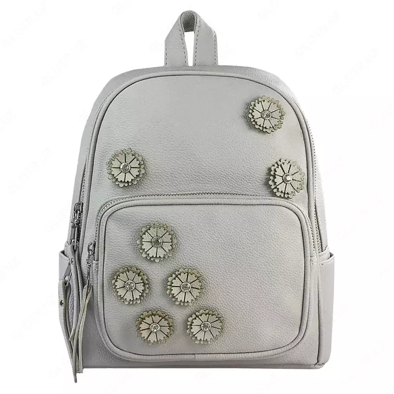 Рюкзак для девочки Феникс+ "Цветы" 29 х 22 х 10 см, одно отделение (Арт. - 46392) Серебристый