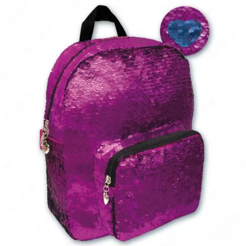 Рюкзак для девочки Феникс+ "Малиновые пайетки" 30 х 25 х 8 см, одно отделение (Арт. - 46430)