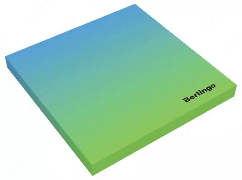 Самоклеящаяся бумага для записей Berlingo "Ultra Sticky Radiance", 75 х 75 мм (Арт. - LSn_39802) Голубая/зеленая