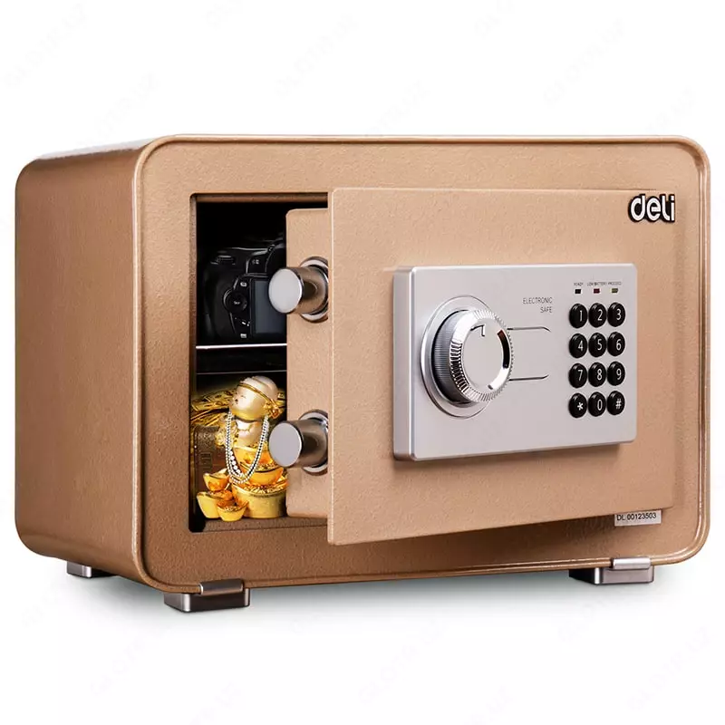 Металлический сейф для документов "Deli" кодовый (Арт. - 4082) Золотистый