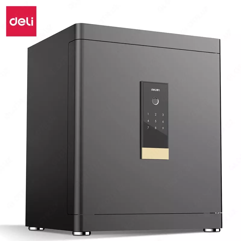 Hujjatlar uchun metall seyf "Deli" raqamli, barmoq izi (Art. - 4112) Qora