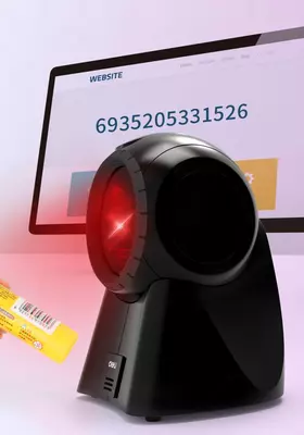 Стационарный Сканер штрих-кодов "Deli" формат 1D (Арт. - 14884) Черный