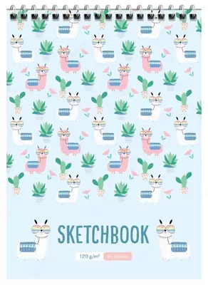 Блокнот - Скетчбук ArtSpace "Cool lama" А5 (60 листов) Арт. - Б5р60грв_22208