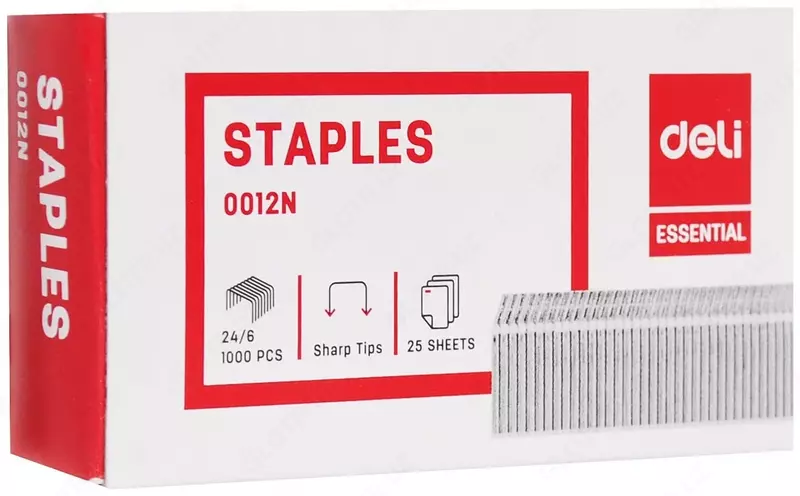 Скобы для степлера "Deli" № 24/6 (1000 шт) Арт. - 0012N