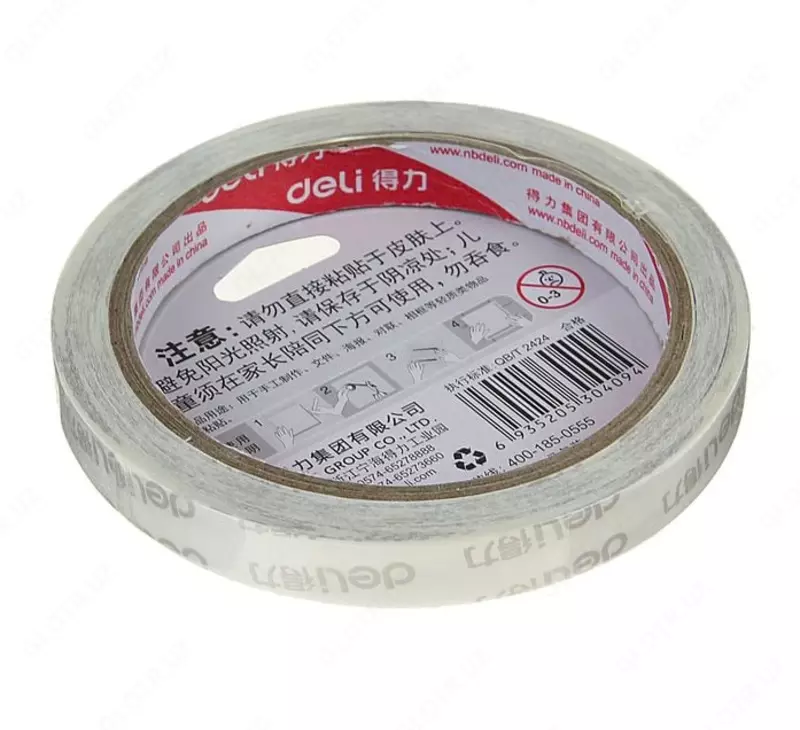 Двухсторонняя Клейкая монтажная лента "Deli" 12 мм х 10 м (Арт. - 30409) Прозрачная