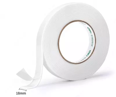 Двухсторонняя Клейкая монтажная лента "Deli" 18 мм х 5 м (Арт. - 30411) Белая