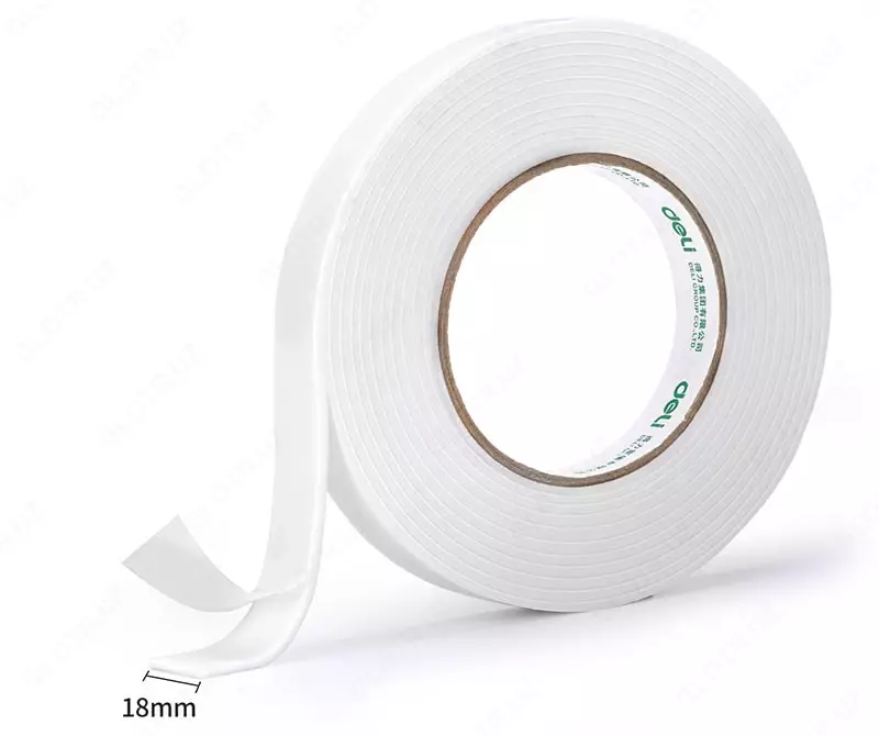 Ikki tomonlama yopishqoq lenta "Deli" 18 mm x 9 m (Art. - 30406) Oq