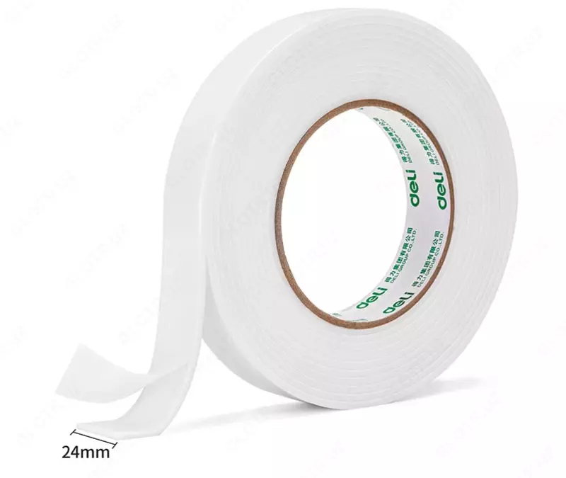 Ikki tomonlama yopishqoq lenta "Deli" 24 mm x 5 m (Art. - 30412) Oq