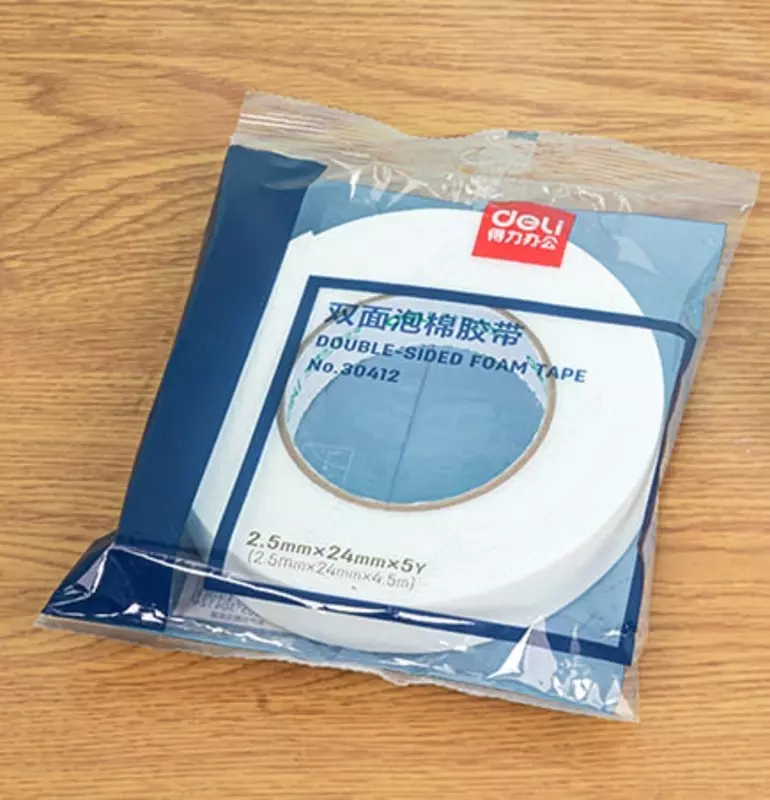 Ikki tomonlama yopishqoq lenta "Deli" 24 mm x 5 m (Art. - 30412) Oq