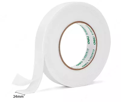 Двухсторонняя Клейкая монтажная лента "Deli" 24 мм х 9 м (Арт. - 30407) Белая