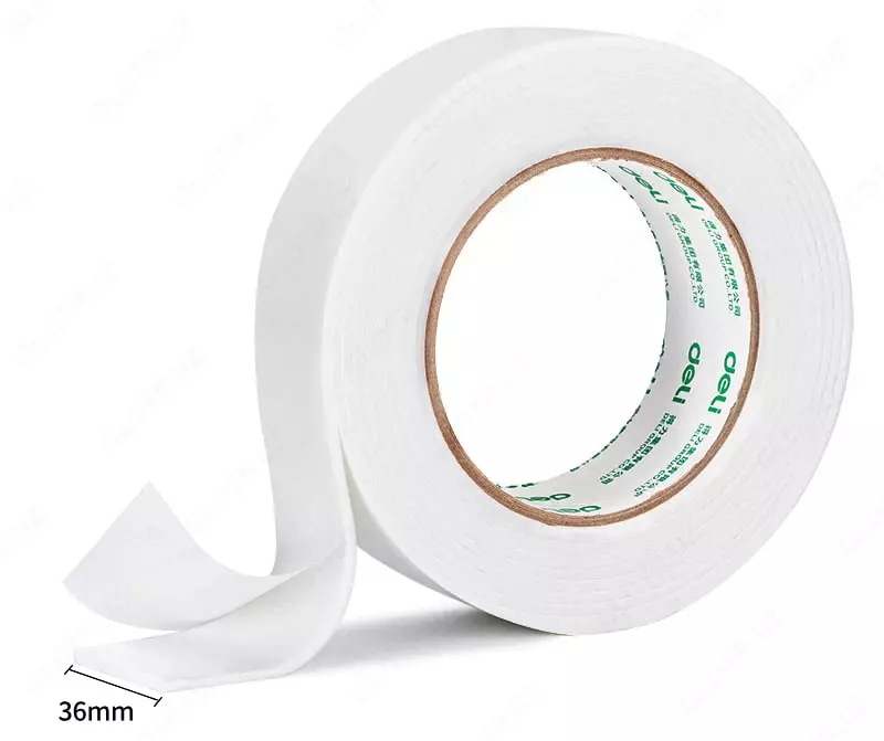 Двухсторонняя Клейкая монтажная лента "Deli" 36 мм х 5 м (Арт. - 30416) Белая