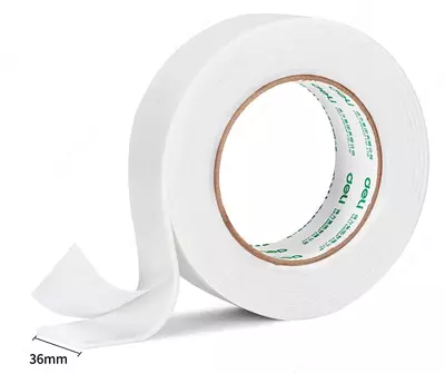 Двухсторонняя Клейкая монтажная лента "Deli" 36 мм х 5 м (Арт. - 30416) Белая