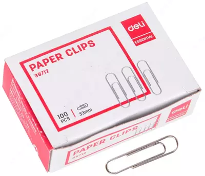 Канцелярские скрепки "Deli" 33 мм, металлические (100 шт) Арт. - 39712