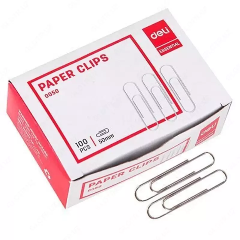 Qog'oz qisqichlari "Deli" 50 mm, metall (100 dona) Art. - 0050