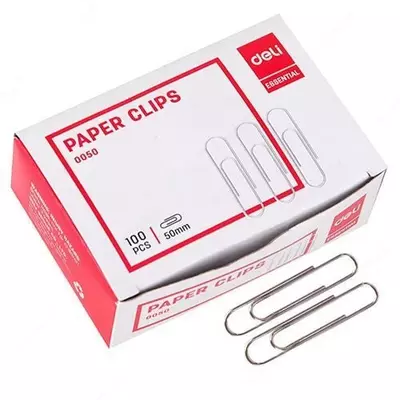 Канцелярские скрепки "Deli" 50 мм, металлические (100 шт) Арт. - 0050