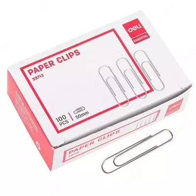 Qog'oz qisqichlari "Deli" 50 mm, metall (100 dona) Art. - 39713