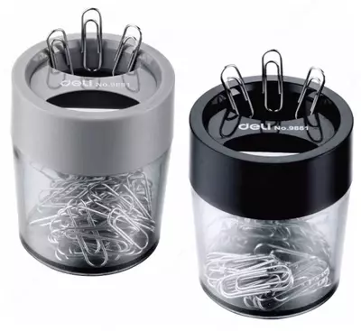 Магнитная скрепочница "Deli" пластиковый стакан (Арт. - 9881) Ассорти